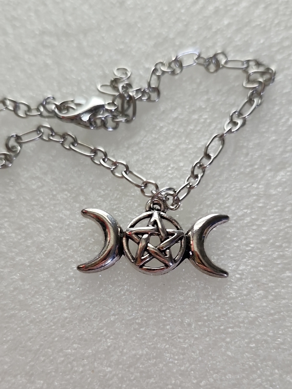 Hand Crafted Silver Triple Moon Pentagram Bracelet / Anklet
